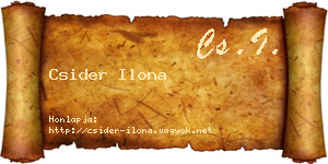 Csider Ilona névjegykártya